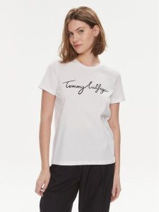 Tommy Hilfiger T-Shirt Signature WW0WW41674 Biały Regular Fit. Białe t-shirty TOMMY HILFIGER, s, bez wzorów, z bawełny, bez kołnierzyka, bez ramiączek. Za 119,99 zł.