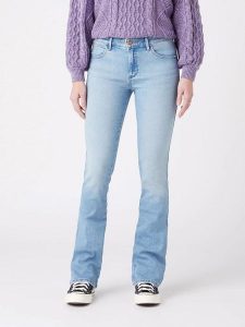 Wrangler Dżinsy - Bootcut fit - w kolorze błękitnym rozmiar: W25/L32. Niebieskie jeansy Wrangler, z aplikacjami, z podwyższonym stanem. Za 118,56 zł.