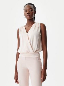 Rinascimento Bluzka CFC0122616003 Różowy Regular Fit. Czerwone bluzki Rinascimento, xl, bez wzorów, z syntetyku, bez kołnierzyka, bez ramiączek. Za 129,99 zł.