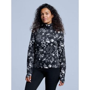 Bluza narciarska - Damska - Cabin Life - Czarny wielokolorowy. Czarne bluzy POEDERBAAS, na zimę, xs, bez wzorów, z elastanu, bez kaptura. W wyprzedaży za 221,12 zł.