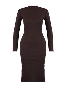 Trendyol Sukienka w kolorze brązowym rozmiar: S. Brązowe sukienki Trendyol, s, bez wzorów, bez kołnierzyka, bez ramiączek, midi. Za 54,95 zł.