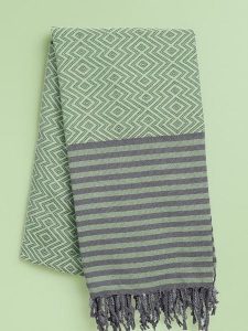 Samimi Chusta hammam "Sahara" w kolorze zielono-szarym - 180 x 100 cm rozmiar: onesize. Szare apaszki i chusty Samimi, bez wzorów, z bawełny. Za 69,99 zł.