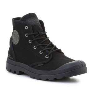 Buty Palladium Pampa Hi Htg Supply 77356-001M czarne. Czarne trampki bez wzorów, z bawełny, bez zapięcia. Za 558,50 zł.