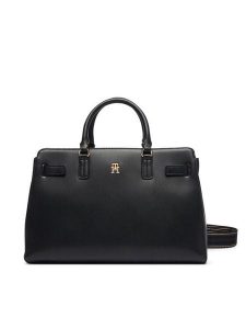 Tommy Hilfiger Torebka Th Joy Satchel AW0AW19067 Czarny. Czarne torebki klasyczne TOMMY HILFIGER, bez wzorów, ze skóry, bez dodatków. Za 649,99 zł.