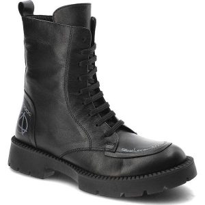 Czarne Botki Venezia Eleganckie Ocieplane Buty Damskie. Czarne botki Venezia, na zimę, bez wzorów, ze skóry, bez obcasa, na obcasie, bez zapięcia. Za 419,00 zł.