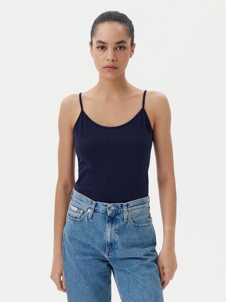 Gap Top 701570-04 Granatowy Slim Fit. Niebieskie topy GAP, l, bez wzorów, z bawełny, bez kołnierzyka, bez ramiączek. Za 49,99 zł.