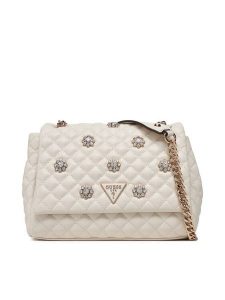 Guess Torebka Everlee HWEG86 79210 Écru. Torebki klasyczne Guess, z aplikacjami, ze skóry, bez dodatków. Za 439,99 zł.