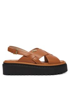 Liu Jo Sandały Bessie 02 SA6161 P0102 Brązowy. Brązowe sandały Liu Jo, bez wzorów, ze skóry, bez obcasa, na koturnie, bez zapięcia. Za 559,99 zł.