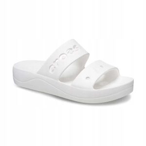 Klapki Dla Dorosłych Crocs Baya Platform. Brązowe klapki Crocs, bez wzorów, z materiału, bez obcasa. Za 139,99 zł.