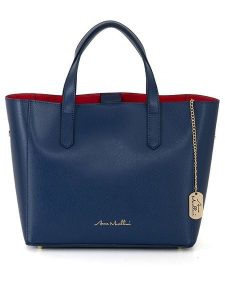 Anna Morellini Skórzana torebka "Battista" w kolorze granatowym - 29 x 14 x 14 cm rozmiar: onesize. Niebieskie torebki klasyczne Anna Morellini, bez wzorów, z materiału, przez ramię, bez dodatków. Za 260,99 zł.