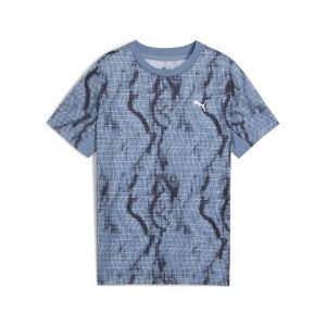 Młodzieżowa koszulka Essentials TRAIN ALL DAY z mieszanki poliestru PUMA. Niebieskia bluzki Puma, m, bez wzorów, młodzieżowe, bez kołnierzyka, bez ramiączek. Za 89,00 zł.