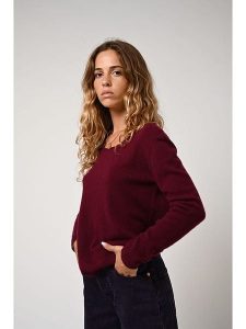 AUTHENTIC CASHMERE Kaszmirowy sweter "Lanfon" w kolorze bordowym rozmiar: M. Czerwone swetry oversize AUTHENTIC CASHMERE, m, bez wzorów, z kaszmiru, bez ramiączek. Za 358,48 zł.
