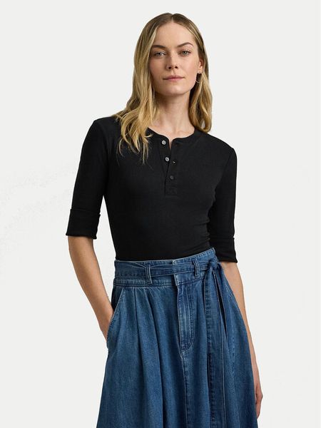 Lauren Ralph Lauren Bluzka 200940439001 Czarny Slim Fit. Czarne bluzki Lauren Ralph Lauren, xs, bez wzorów, z bawełny, bez kołnierzyka, bez ramiączek. Za 169,99 zł.