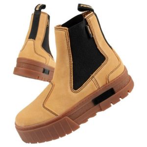 Buty Puma Mayze Chelsea Suede W 382829 04 brązowe. Brązowe botki na jesień, bez wzorów, z gumy, bez obcasa, bez zapięcia. Za 466,73 zł.