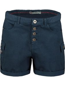 Geographical Norway Bermudy "Polla" w kolorze granatowym rozmiar: M. Niebieskie szorty Geographical Norway, z aplikacjami, ze skóry. Za 87,81 zł.