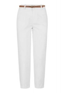 Bawełniane spodnie R-LANA. Białe chinosy Volcano, bez wzorów, z bawełny, z standardowym stanem. Za 149,99 zł.