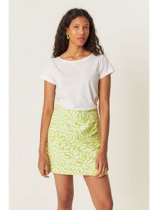 SKFK Spódnica "Ilazki" w kolorze biało-jasnozielonym rozmiar: 40. Zielone spódnice SKFK, na co dzień, bez wzorów, z bawełny, mini. Za 187,99 zł.