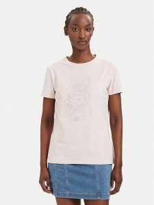 Guess T-Shirt V6GI12 K3325 Różowy Regular Fit. Czerwone t-shirty Guess, l, z aplikacjami, z bawełny, bez kołnierzyka, bez ramiączek. Za 194,99 zł.
