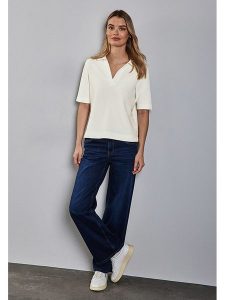 Street One Koszulka polo w kolorze białym rozmiar: 40. Białe bluzki Street One, bez wzorów, street, bez kołnierzyka, bez ramiączek. Za 151,95 zł.