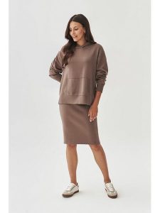 TATUUM Spódnica dzianinowa w kolorze jasnobrązowym rozmiar: S. Brązowe spódnice Tatuum, s, bez wzorów, z dzianiny, midi. Za 116,45 zł.