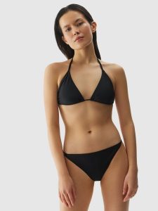 4F Góra od bikini damska - czarna S. Czarne bikini 4f, bez wzorów, z elastanu. W wyprzedaży za 19,99 zł.