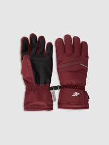 4F Rękawiczki narciarskie Thinsulate damskie - czerwone L. Czerwone rękawiczki 4f, na zimę, bez wzorów, z materiału. Za 149,99 zł.