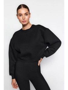 Trendyol Bluza w kolorze czarnym rozmiar: L. Czarne bluzy Trendyol, l, bez wzorów, z bawełny, bez kaptura. Za 57,06 zł.
