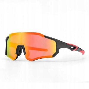Okulary rowerowe / sportowe z polaryzacją ROCKBROS UV400 (10182) czarno-czerwone. Czarne okulary przeciwsłoneczne ROCKBROS. Za 89,00 zł.