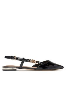 Guess Sandały FLTFR2 PAF05 Czarny. Czarne sandały Guess, z aplikacjami, ze skóry, bez obcasa, na płaskiej podeszwie, bez zapięcia. Za 449,99 zł.