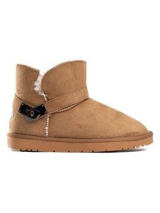 ISLAND BOOT Botki zimowe "Jofrey" w kolorze jasnobrązowym rozmiar: 38. Brązowe botki Island Boot, na zimę, bez wzorów, z materiału, bez obcasa, bez zapięcia. Za 149,31 zł.