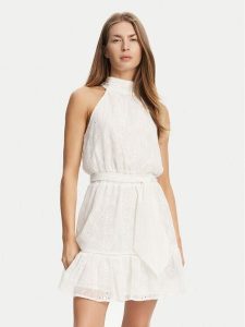Guess Sukienka letnia W5GK15 W0WA2 Biały Regular Fit. Białe kombinezony Guess, na lato, s, z aplikacjami, z syntetyku, bez kołnierzyka, bez ramiączek. Za 349,99 zł.