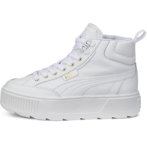 Buty sneakersy damskie Puma KARMEN MID. Białe buty sportowe Puma, bez wzorów, z gumy, bez zapięcia, trekkingowe. Za 473,00 zł.