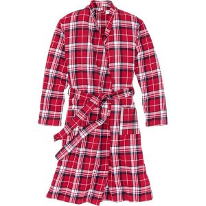 Szlafrok flanelowy bonprix czerwono-niebiesko-biały w kratę. Szlafroki marki bonprix. Za 99,99 zł.
