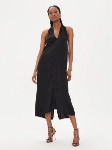 Bruuns Bazaar Sukienka koktajlowa Phia BBW3962 Czarny Regular Fit. Czarne sukienki Bruuns Bazaar, bez wzorów, z jedwabiu, wizytowe, bez kołnierzyka, bez ramiączek. Za 559,99 zł.