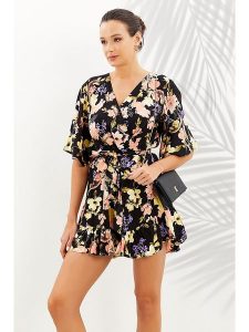 LA Angels Sukienka w kolorze czarnym ze wzorem rozmiar: S. Czarne sukienki LA Angels, s, bez wzorów, z wiskozy, bez kołnierzyka, bez ramiączek, mini, rozkloszowane. Za 113,99 zł.