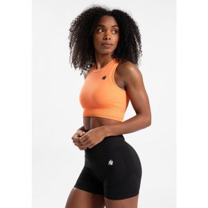 Olivia Bezszwowe Crop Top - Peach. Brązowe biustonosze GORILLA WEAR, bez wzorów. Za 191,00 zł.