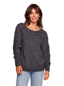 Be Wear Sweter w kolorze szarym rozmiar: L/XL. Szare swetry oversize Be Wear, l, bez wzorów, z wełny, bez ramiączek. Za 216,45 zł.