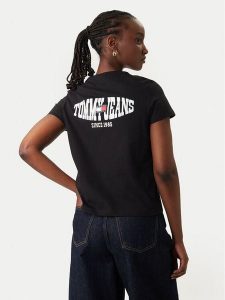 Tommy Jeans T-Shirt Wavy Flag DW0DW22274 Czarny Regular Fit. Czarne t-shirty Tommy Jeans, l, bez wzorów, z bawełny, bez kołnierzyka, bez ramiączek. Za 169,99 zł.