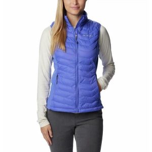 Bezrękawnik Sportowy Columbia Powder Pass Vest. Fioletowe kamizelki Columbia, xs, bez wzorów, bez kołnierzyka, bez ramiączek, bez kaptura. Za 168,99 zł.