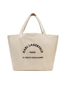 KARL LAGERFELD Torebka A1W50006 Beżowy. Brązowe shopper bag KARL LAGERFELD, bez wzorów, z materiału, bez dodatków. Za 219,99 zł.