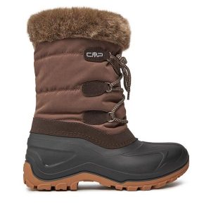 Śniegowce CMP. Brązowe buty zimowe CMP, bez obcasa, bez zapięcia. Za 429,99 zł.