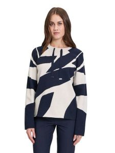 Betty Barclay Sweter w kolorze kremowo-granatowym rozmiar: 46. Brązowe swetry oversize Betty Barclay, bez wzorów, ze splotem, bez ramiączek. Za 165,99 zł.