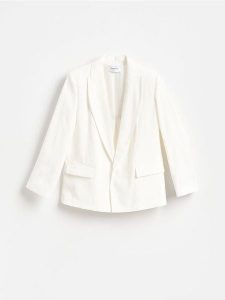 Marynarka z modalem - złamana biel. Marynarki i żakiety Reserved, l, bez wzorów, z tkaniny. Za 199,99 zł.