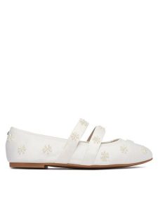 Buffalo Baleriny Dahlia Flower Pearl 1620070 Biały. Białe balerinki Buffalo, bez wzorów, z materiału, bez obcasa, bez zapięcia. Za 349,99 zł.