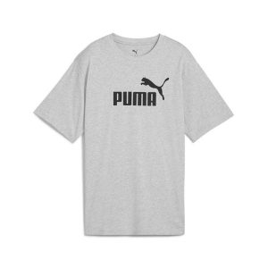 Damska luźna koszulka Essentials z logo No.1 PUMA Light Gray Heather. Czarne bluzki Puma, bez wzorów, z gumy, sportowe, bez kołnierzyka, bez ramiączek. Za 99,00 zł.