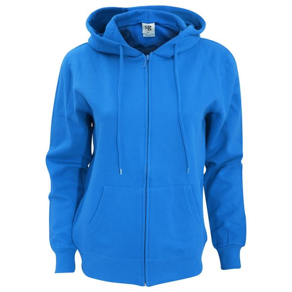 Damska Gładka Sportowa Bluza Z Kapturem Zamek. Niebieskie bluzy SG, m, bez wzorów, z kapturem. Za 129,99 zł.