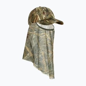 Czapka z daszkiem z moskitierą Pinewood Furudal Camou Net Cap. Brązowe czapki PINEWOOD, bez wzorów, sportowe. Za 109,99 zł.