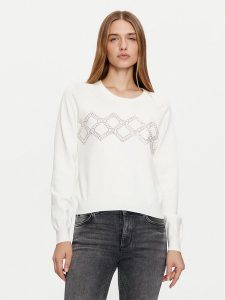Liu Jo Sport Sweter TF4286 MS63L Biały Regular Fit. Białe swetry klasyczne Liu Jo Sport, l, z wiskozy, bez kołnierzyka. Za 479,99 zł.
