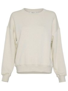 MOSS COPENHAGEN Bluza "Ima" w kolorze kremowym rozmiar: L/XL. Brązowe bluzy Moss Copenhagen, l, bez wzorów, bez kaptura. Za 127,95 zł.