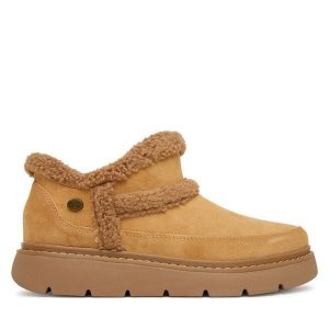 Śniegowce Skechers. Brązowe buty zimowe Skechers, bez obcasa, bez zapięcia. Za 339,99 zł.